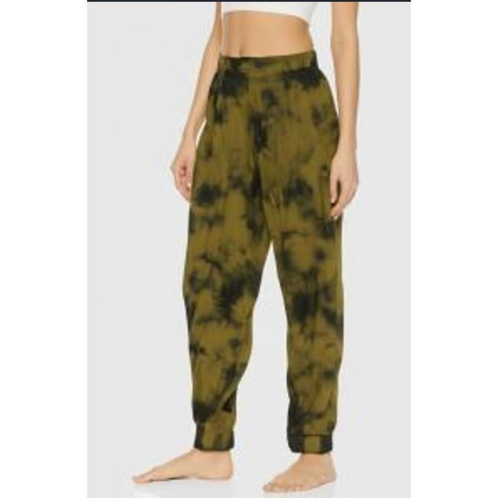 Young Fabulous & Broke Tie Dye Joggers XS Brown Black Silky Lounge Pants Boho